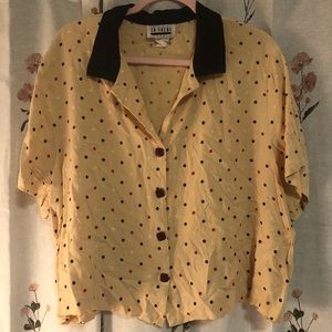 Vintage Button Up Polka Dot Crop Top